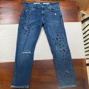 Pilcro slim boyfriend embroidered stars